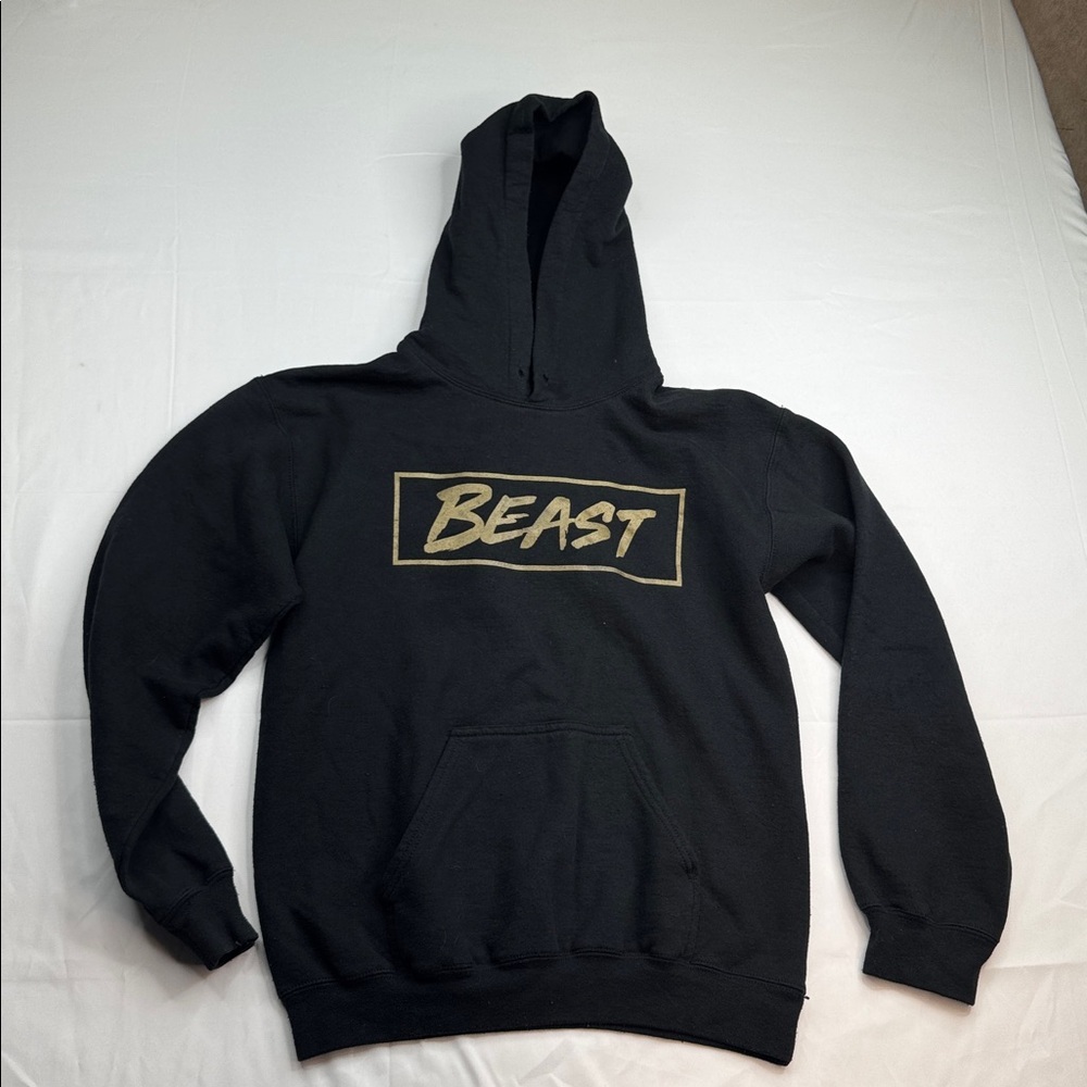 Mr Beast Black Hoodie Mens small S Pullover Long Sleeve Pocket Sweatshirt